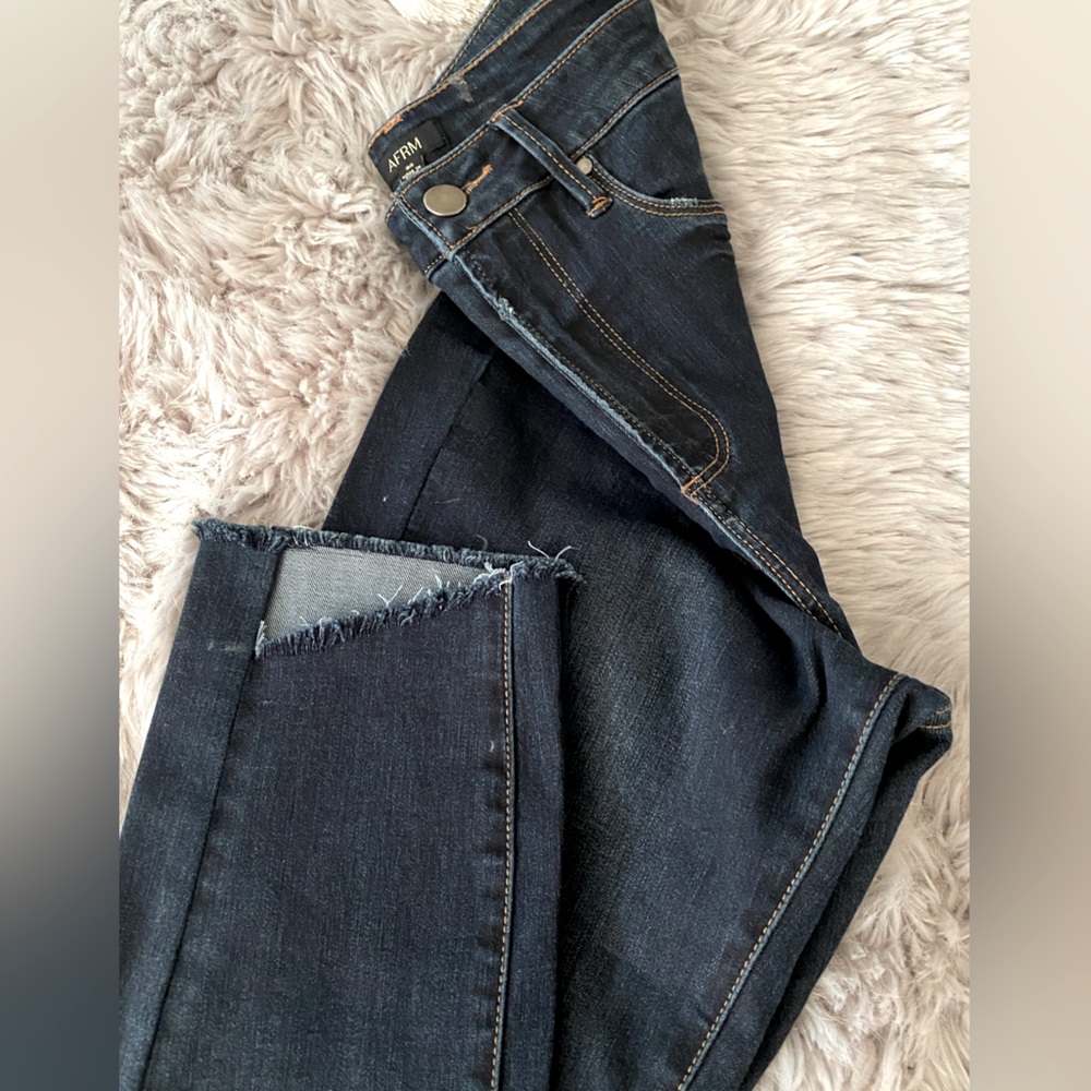 Dark blue AFRM jeans cropped with hem